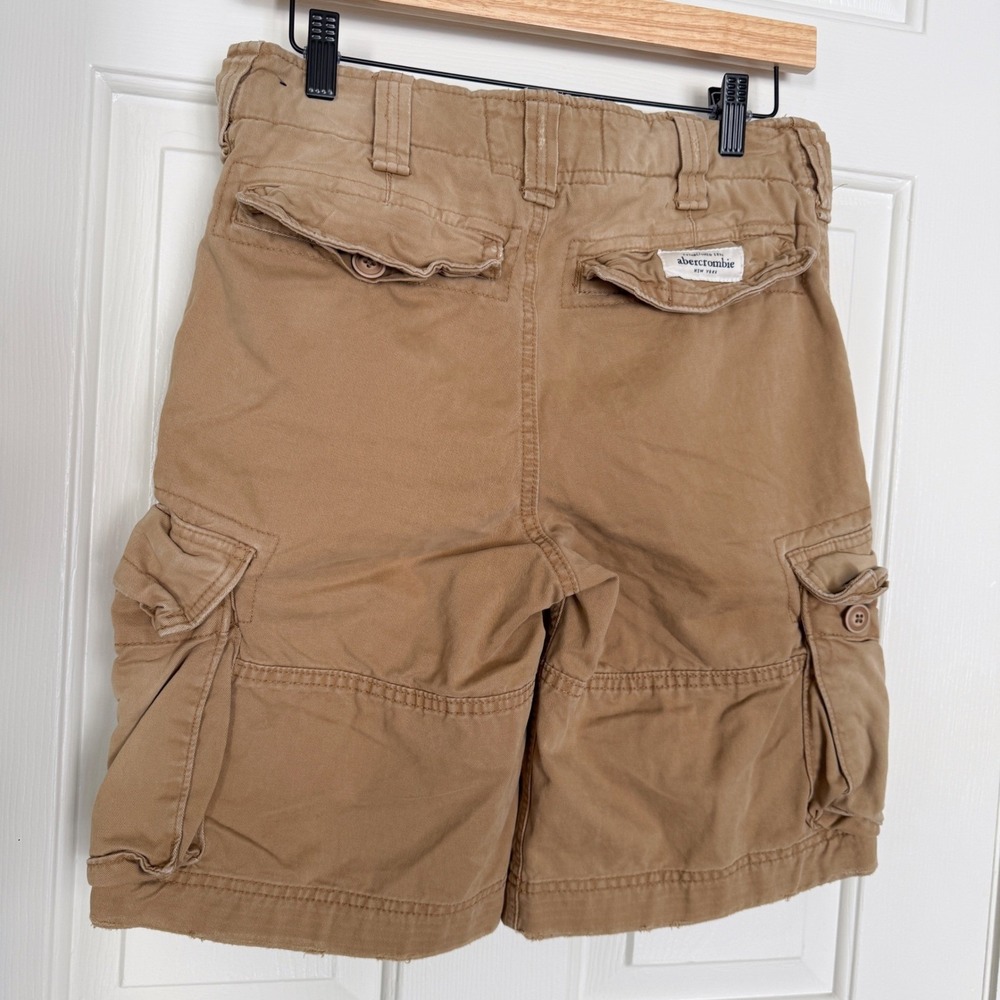 abercrombie Boys 14 Khaki Cargo Shorts Pockets Drawstring 100% Cotton Y2K Style - Picture 3 of 7